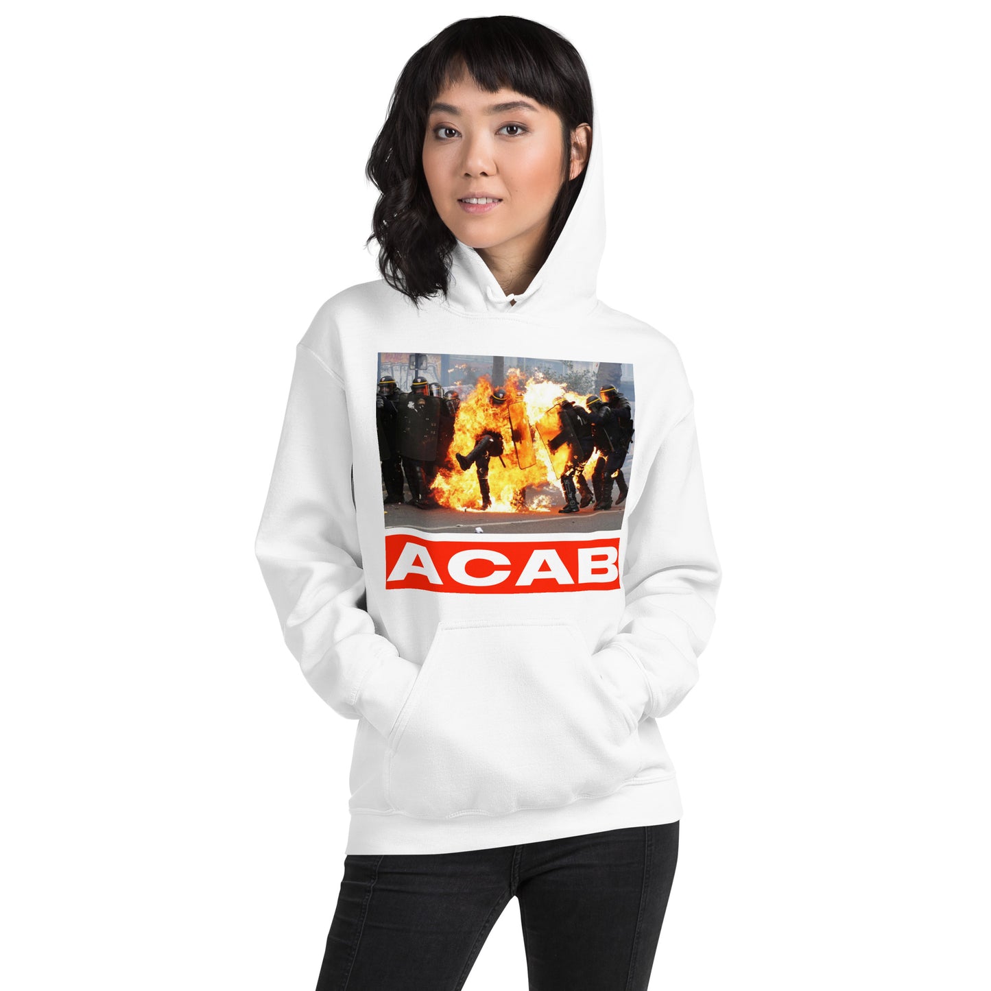 ACAB HOODIE BLANC