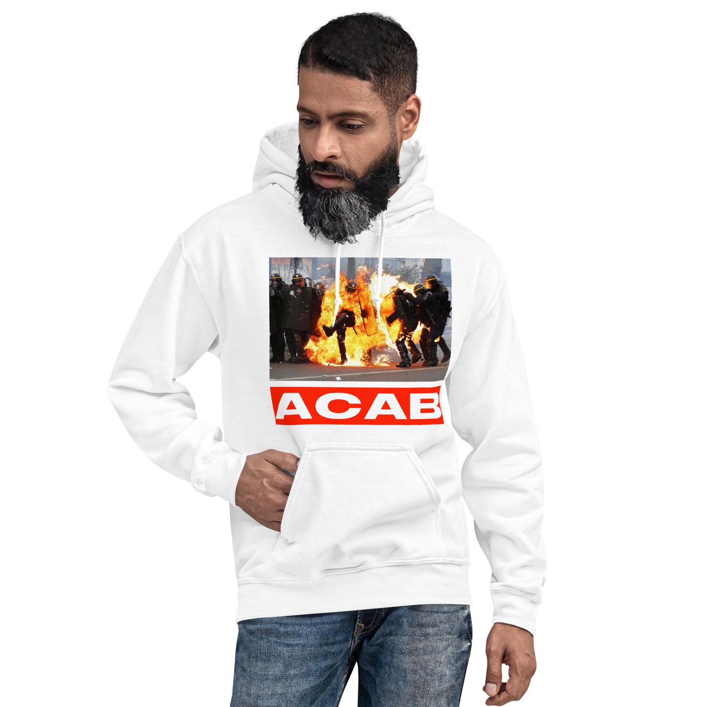 ACAB HOODIE BLANC